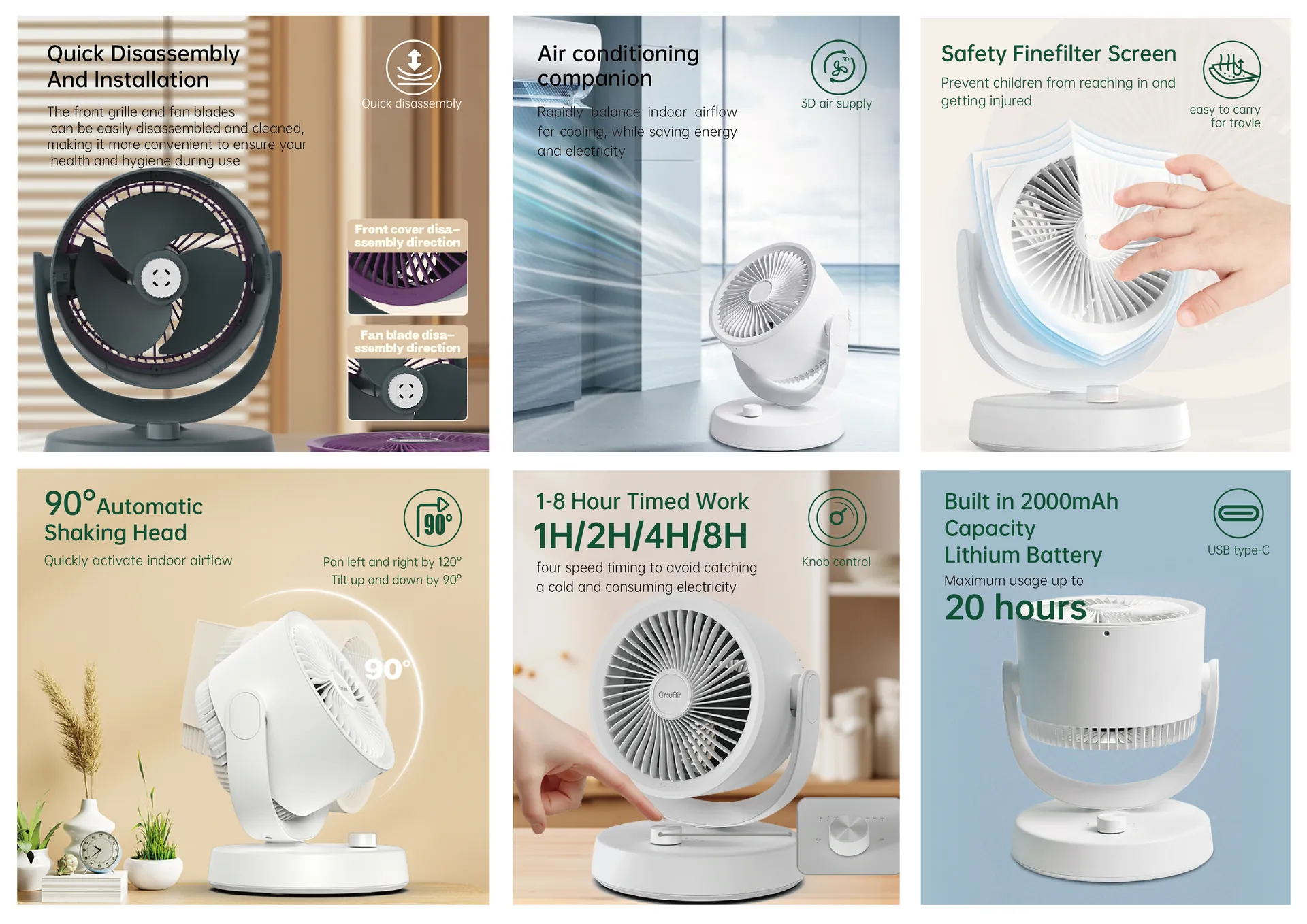 DF-2881 360° Oscillating Fan — full product feature breakdown